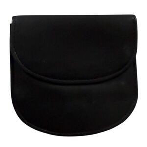 Lisa Loren Black Leather Coin Purse Wallet | Compact Snap Mini